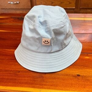 Light Blue Bucket Hat with Smiley Patch BD1